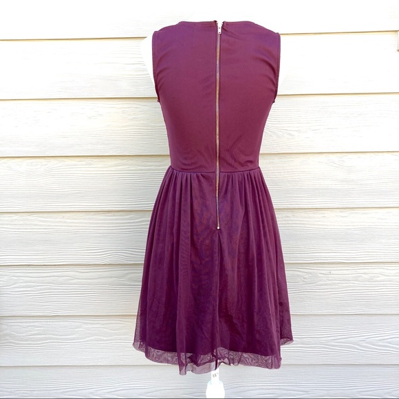 Embroidered Burgundy Boho Tulle Dress S - Picture 8 of 16